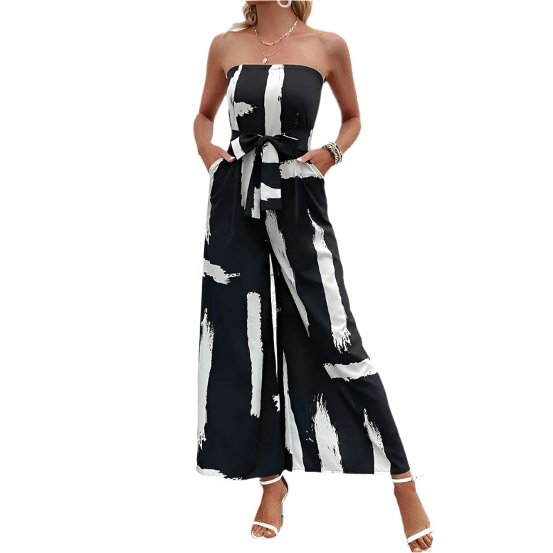 Tabea – Stylischer Of Schulter Jumpsuit mit weitem Bein und Taschen