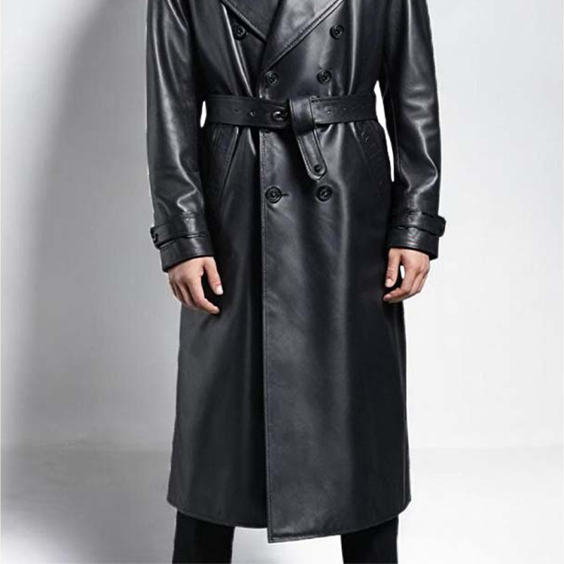 Felix - Lässiger knielanger doppelreihiger Trenchcoat mit langen Ärmeln und Taschen