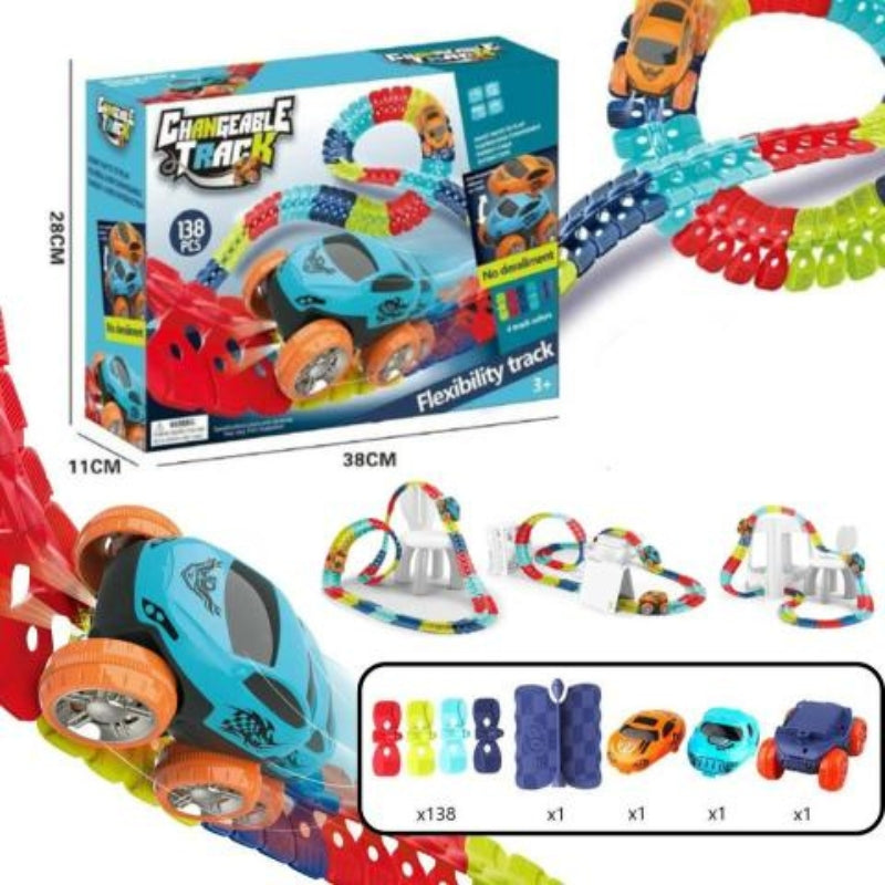 VantaRush – Flexibles LED Rennstrecken Set mit veränderbarem Layout und leuchtendem Auto