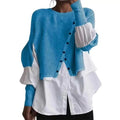 Salome – Rundhals Langarmpullover mit Knopfdetail für Komfort