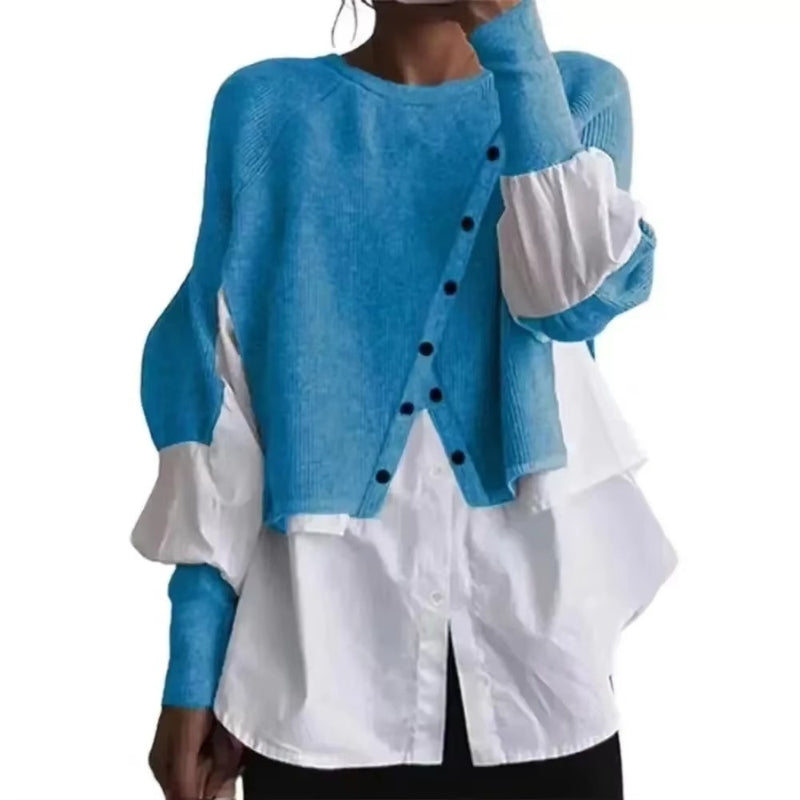 Salome – Rundhals Langarmpullover mit Knopfdetail für Komfort