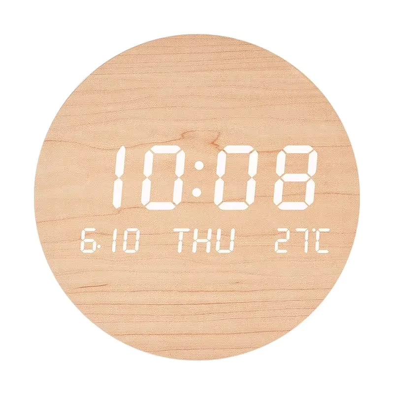 TimeLuxe – Digitale LED Wanduhr mit Zeit Datums und Temperaturanzeige