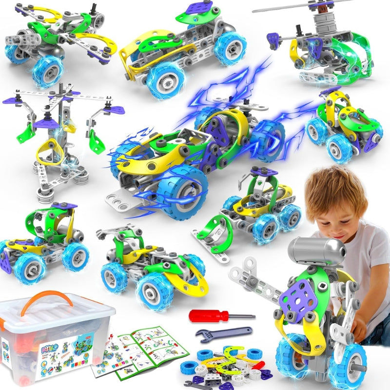 CreatiBuild - Bauklotz Set für Kinder mit Aufbewahrungsbox und kreativem Konstruktionsspiel