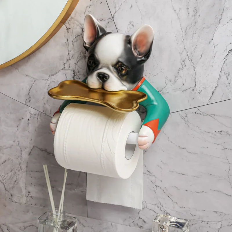 Rollover – Toilettenpapierhalter in Hundeform mit Ablage für die Badezimmerdekoration
