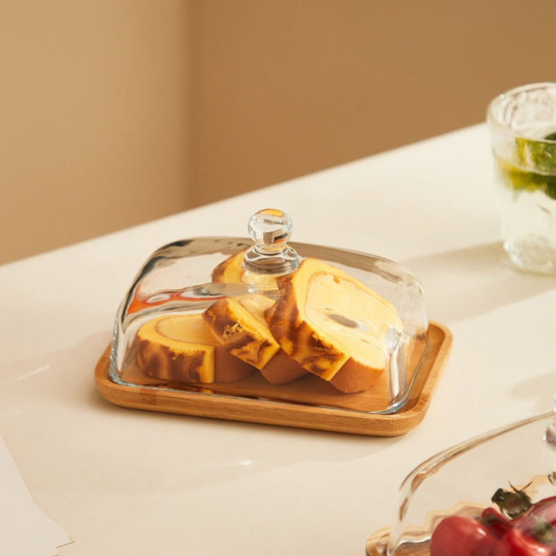 ClearNest – Butterdose mit Glasdeckel und elegantem Knauf-Präsentationstablett