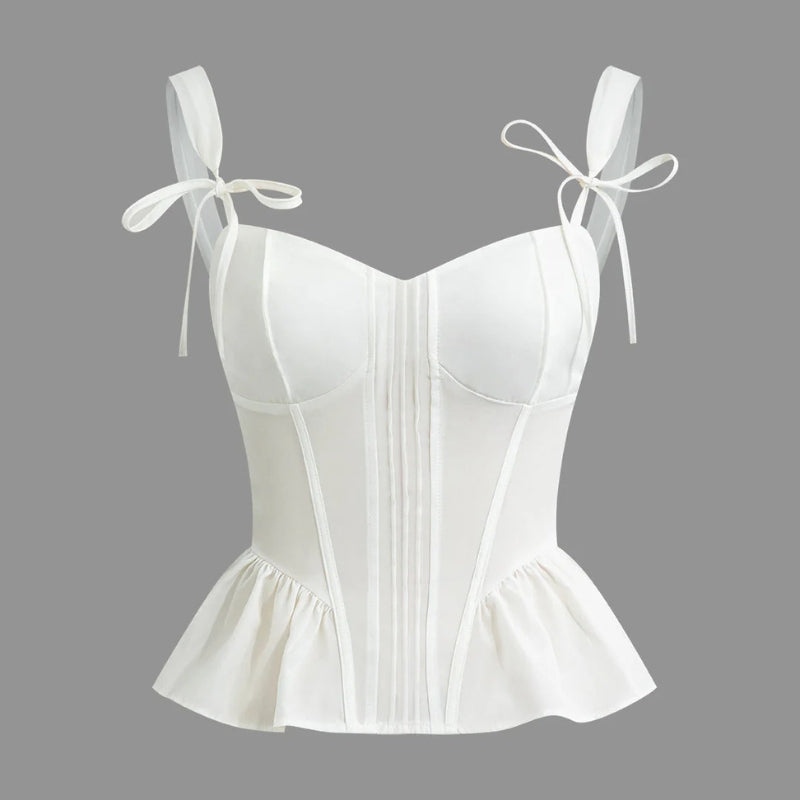 Eliane – Stylisches Top mit Schleifenträgern und verstellbarem Rückenreißverschluss