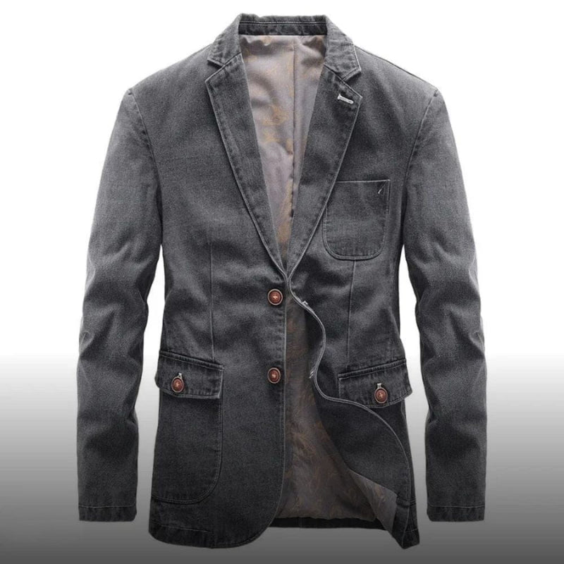 Nolan - Langärmelig Reverskragen Denim Jacke