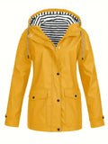 Emma - Langärmelig Wasserdicht Kapuze Jacke Mit Taschen