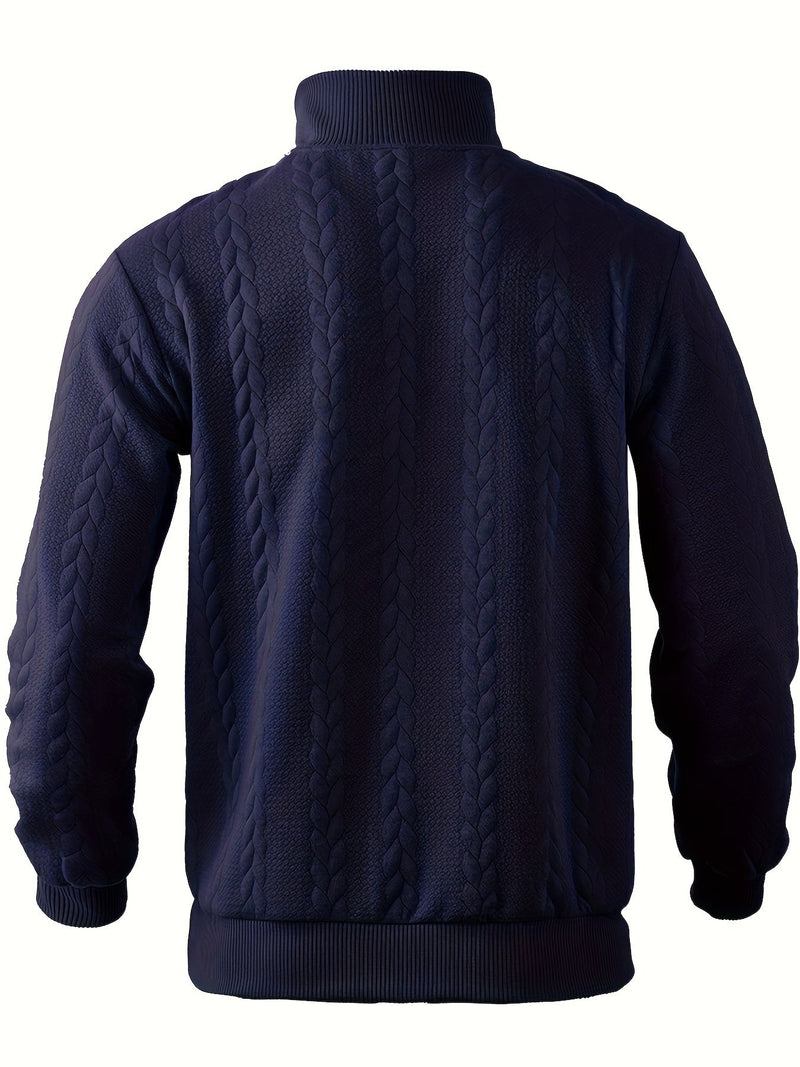 Klaus - Warmer langärmeliger Halber Reißverschluss Strickpullover