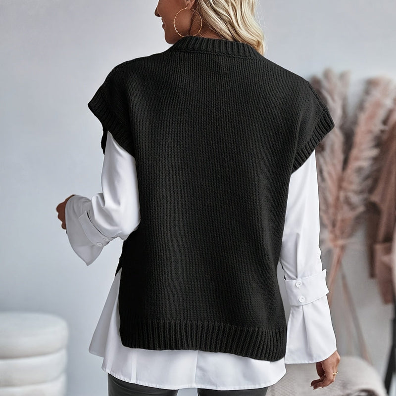 Gisela - Modischer ärmelloser Strickpullover für Wärme und Stil