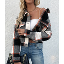 Yvaine - Langärmelige Bomberjacke mit Karomuster und Knöpfen