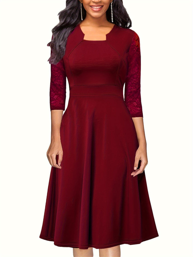 Emma – Elegantes Kleid mit langen Ärmeln und quadratischem Ausschnitt