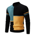 Leon - Langärmelig Rundhalsausschnitt Block Muster Strickpullover