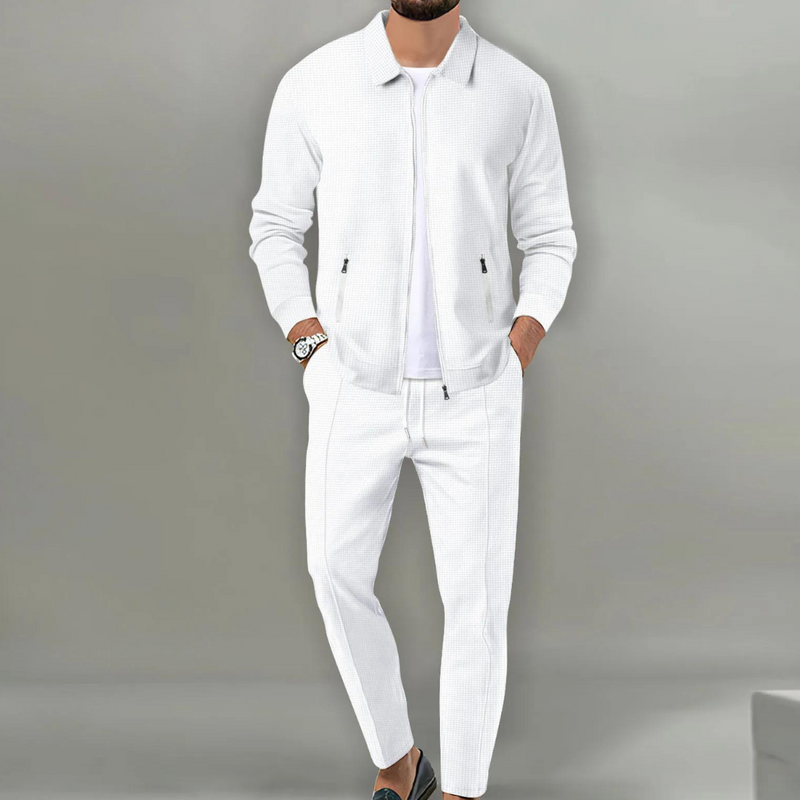 Anselm - Zweiteiliges Schlanke Passform Set mit langärmeliger Jacke mit Reißverschluss und Hose mit Kordelzug