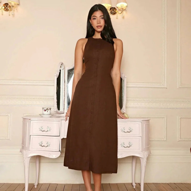 Anna - Elegantes Hemdkleid mit Knöpfen und Seitentaschen für einen raffinierten Look