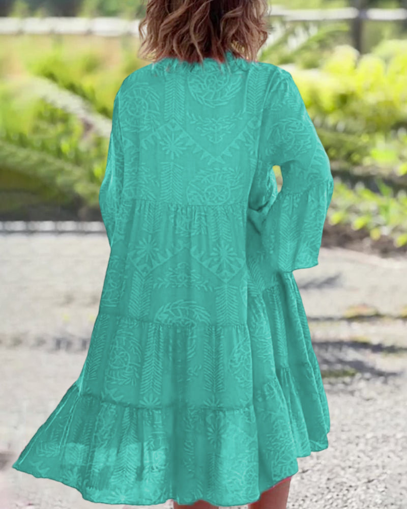 Mia - Lässiges Kleid Mit V Ausschnitt Und Weiten Ärmeln