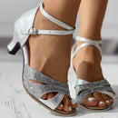 Antonia - Modische funkelnde Riemchensandalen mit rutschfester Sohle und gekreuzten Riemen