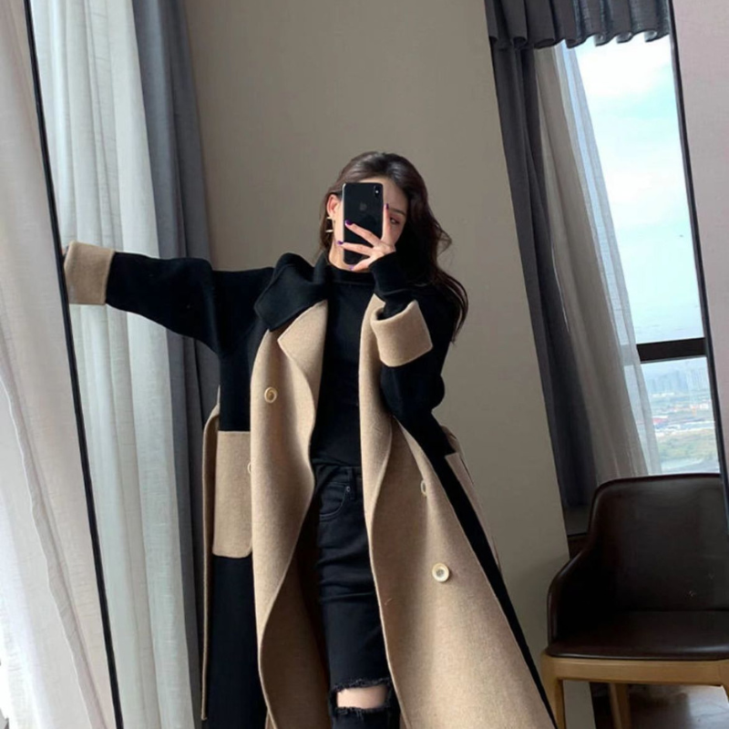 Wiebke - Warmer Langarm Trenchcoat mit Gürtel und Knöpfen