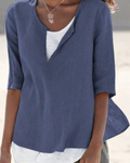 Christina - Locker sitzende Bluse mit V Ausschnitt und kurzen Ärmeln