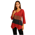 Ruba – Dreifarbige Bluse mit lockerer Passform und geteiltem Schnitt