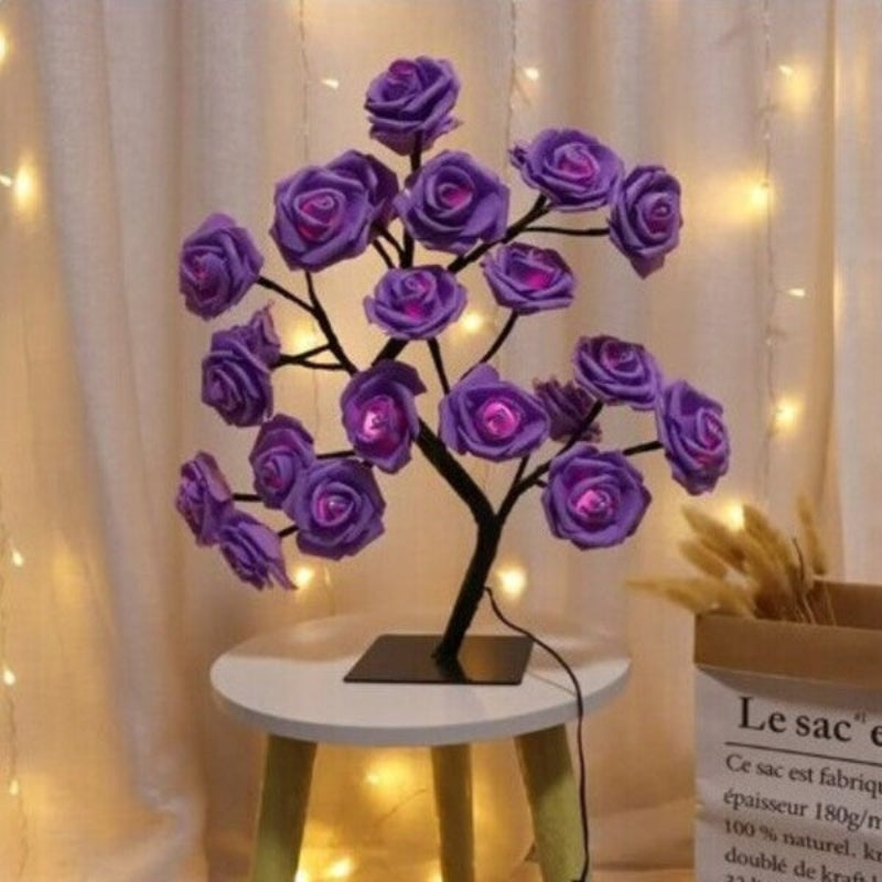 RoseAura – LED Rosenblütenbaumlampe mit flexiblen Zweigen und USB Stromversorgung