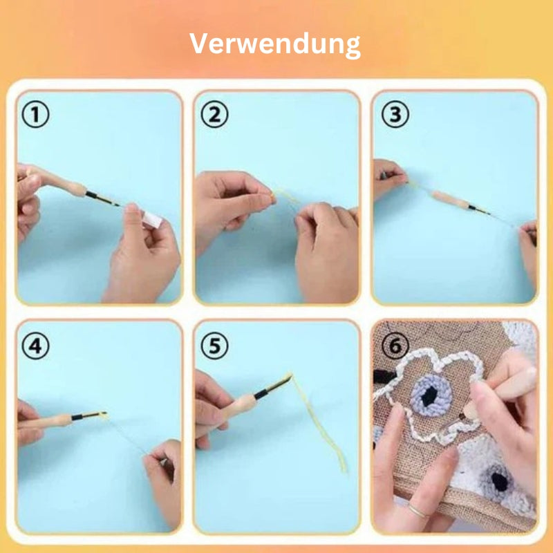 StitchMaster – Komplettes Stickset für professionelle Kunstwerke mit Garnstift und Strickwerkzeugen