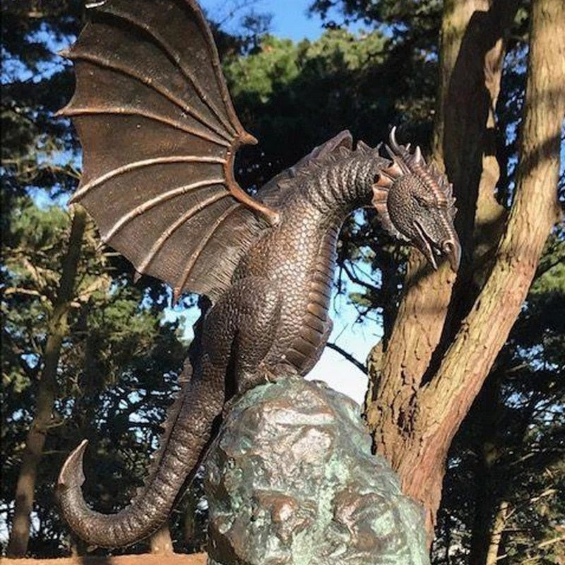 ZenDragon – Drachen Wasserbrunnen Skulptur mit fließendem Wasserspiel für den Garten