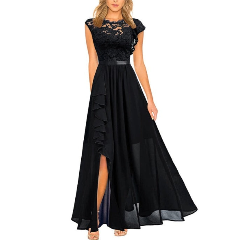 Selina – Stylisches ärmelloses Maxikleid mit Rundhalsausschnitt und Seitenschlitz