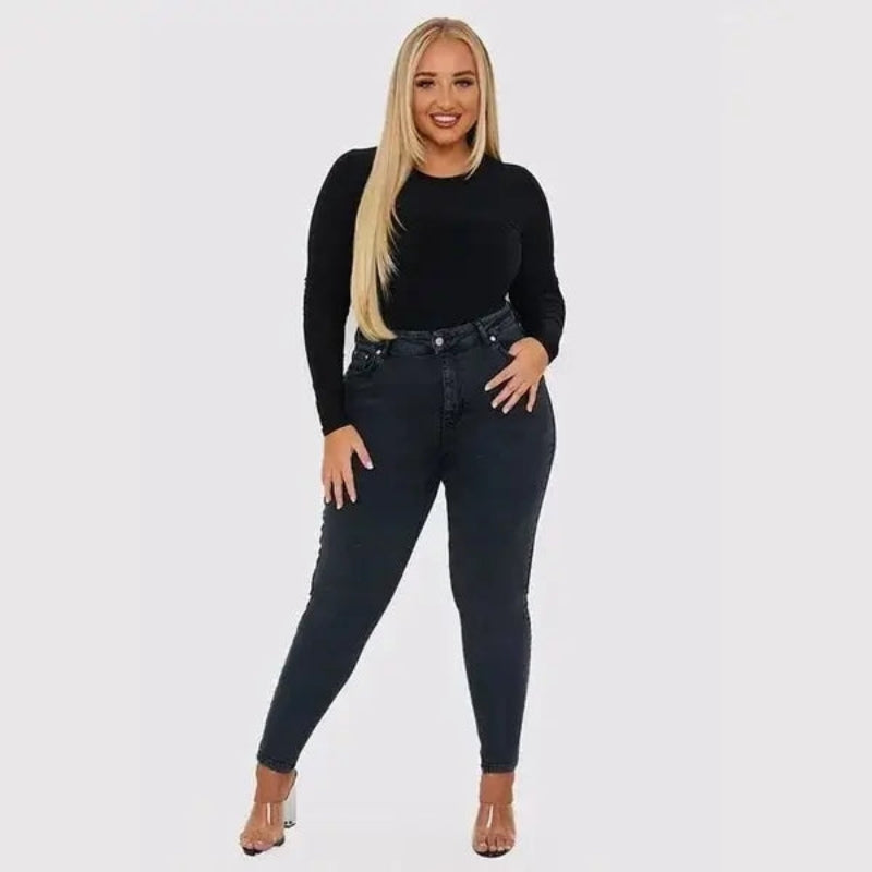 Frieda – Lässige Hohe Taille Schlanke Passform Knöchellange Hose mit Knopfta