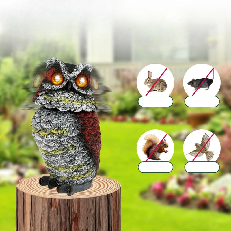 SolarHoot – Solarbetriebene Eulenstatue mit blinkenden Augen und rotierendem