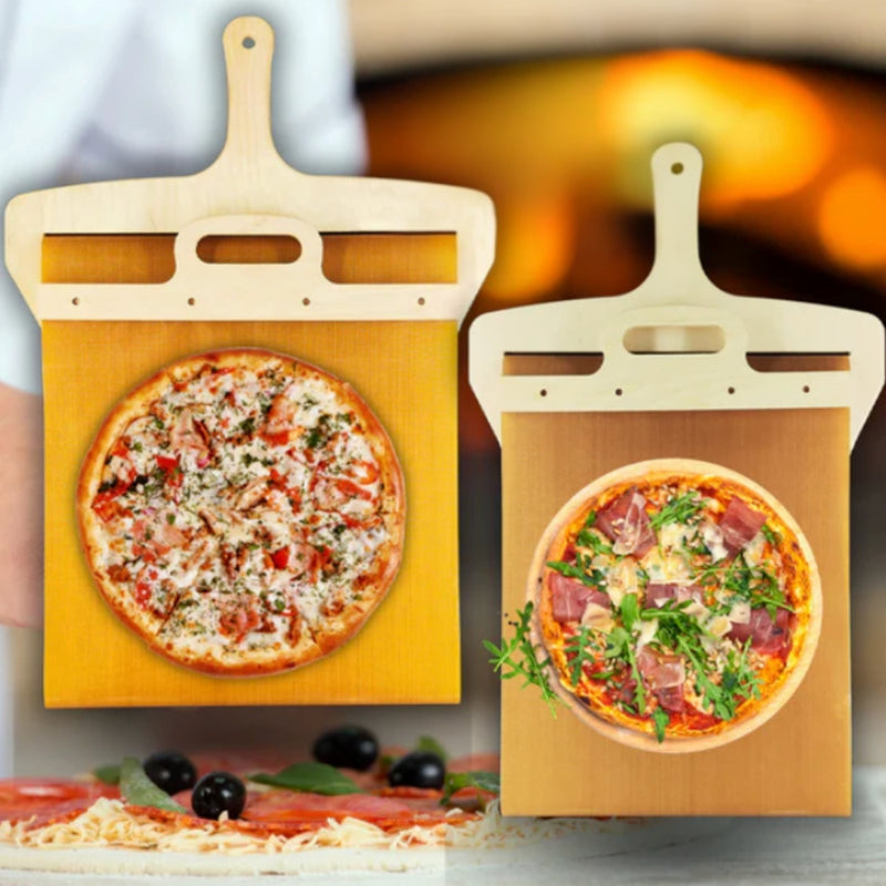PeelMate – Schiebe Pizzaschaufel mit abnehmbarem Griff für sanftes Anheben und Servieren