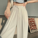 Alina – Elegante Hohe Taille Hose mit Doppelknopfle und weitem Bein