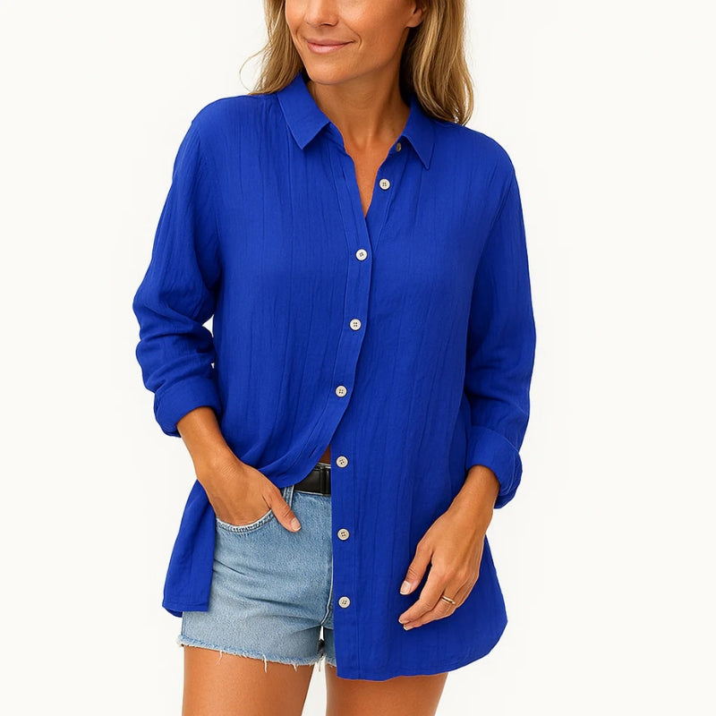 Sophia – Langarmshirt mit Umlegekragen und Knöpfen