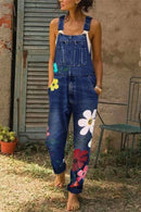 Zyana – Ärmelloser Jumpsuit mit Blumenmuster verstellbaren Trägern und Taschen