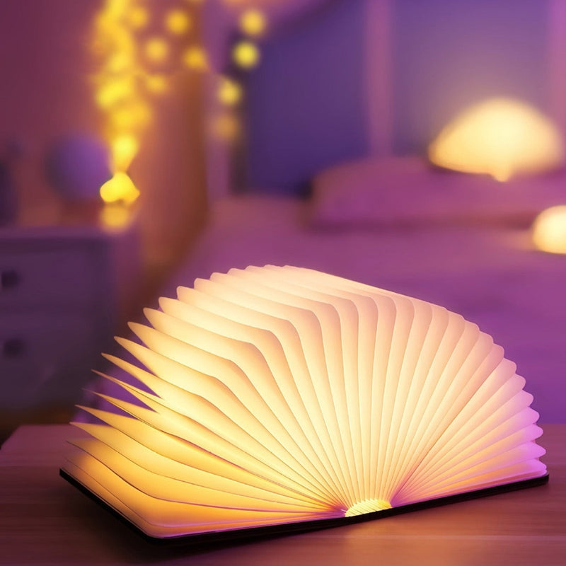 GlowFold – Faltbare LED Lampe in Buchform mit RGB Beleuchtung