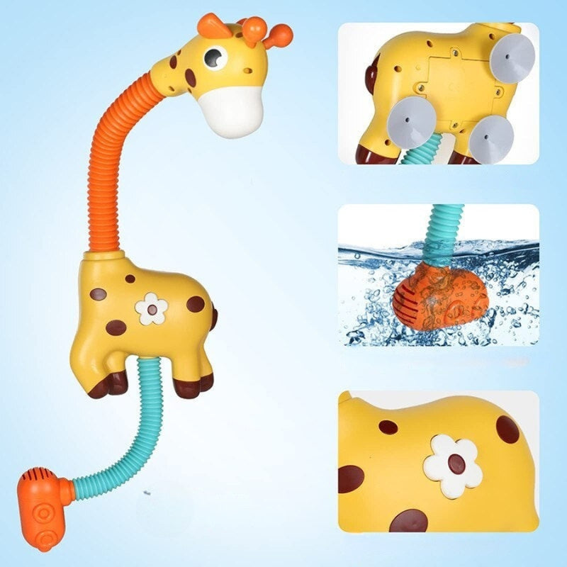 SplashNeck – Rotierendes Giraffen Badewannen Sprühspielzeug mit Dusch und Springbrunnenspiel