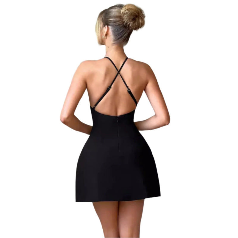 Ulrike - Modisches Neckholder Minikleid ohne Ärmel mit verstellbarem Träger