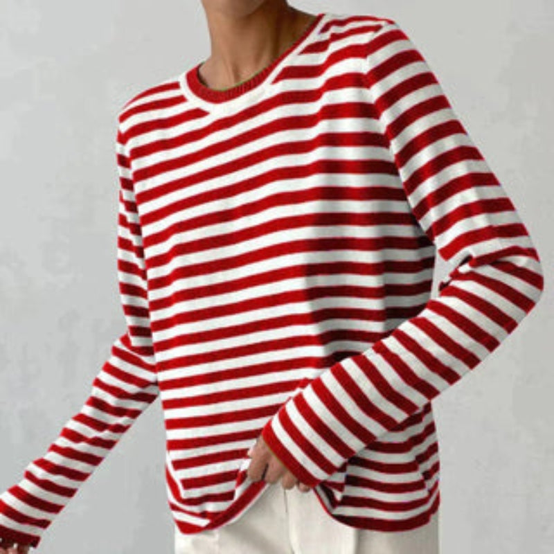 Cornelia – Eleganter Streifenpullover mit Rundhalsausschnitt und langen Ärmeln