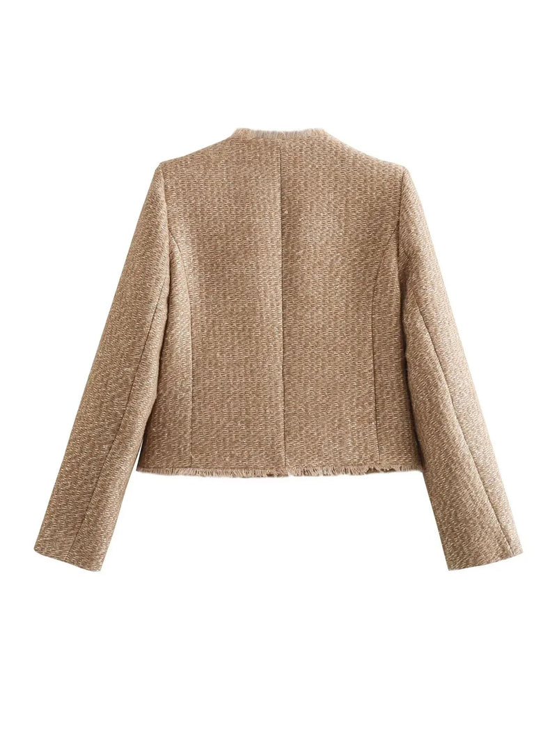 Nina - Rundhalsausschnitt Langärmelig Jacke Mit Knöpfen