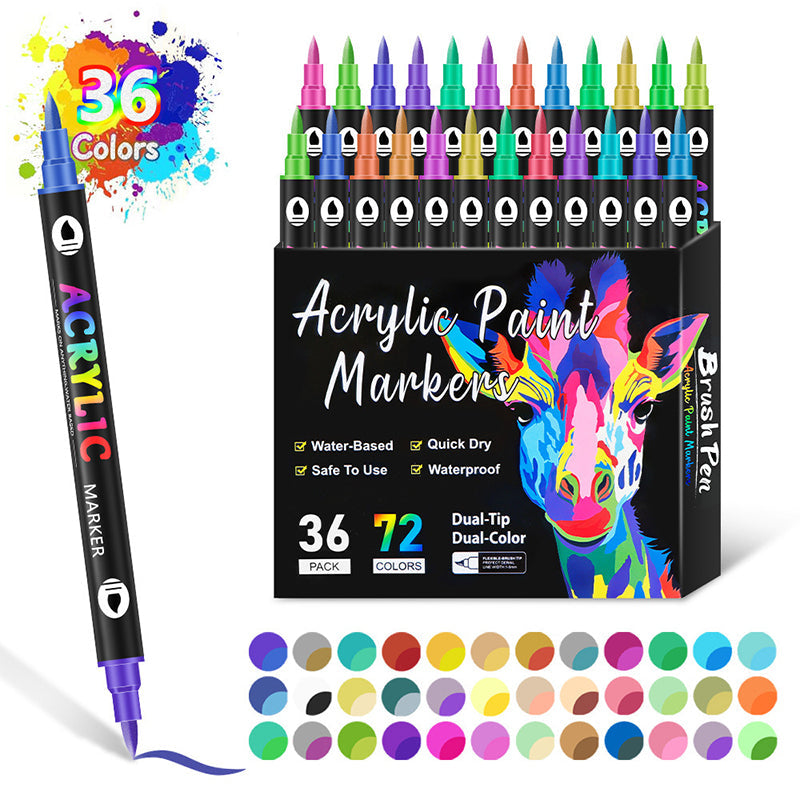 ColorFlow - Acrylic Farbmarkierungsset mit Doppelspitzen und Metallic Farben für kühne Kreationen