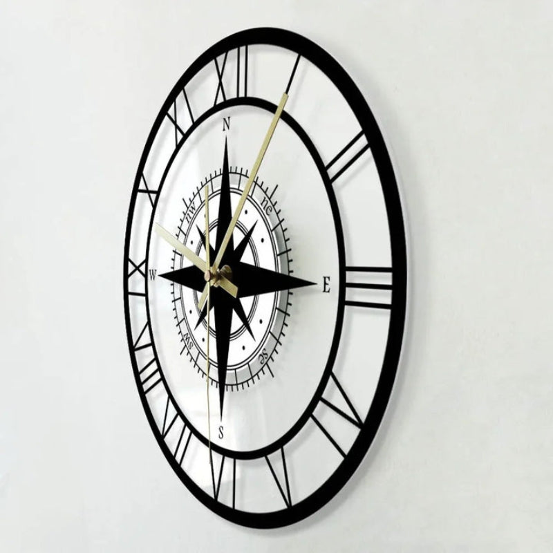 ClockHaven – Kompasskarten-Wanduhr mit Richtungsdesign für stilvolle Räume