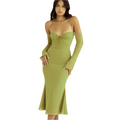 Amelie – Stylisches Schulterfrei Midikleid mit langen Ärmeln