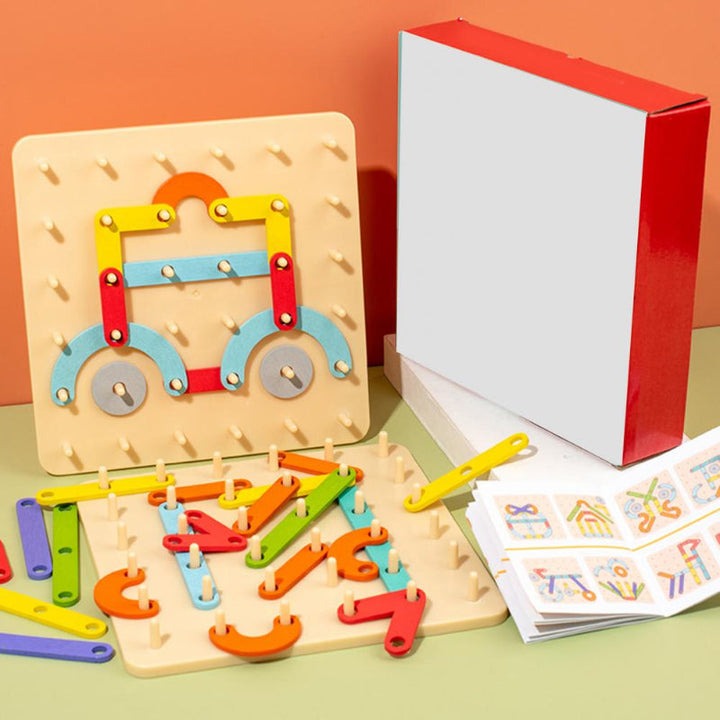 PuzzleCraft – Pädagogisches Puzzle Spielbrett mit geometrischen Formen und passenden Karten