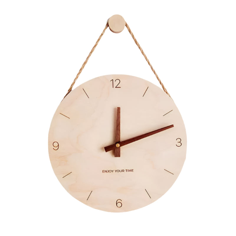 TimberTick – Hängende Seil Wanduhr mit geräuschlosem Uhrwerk und minimalistischem Entwerfen