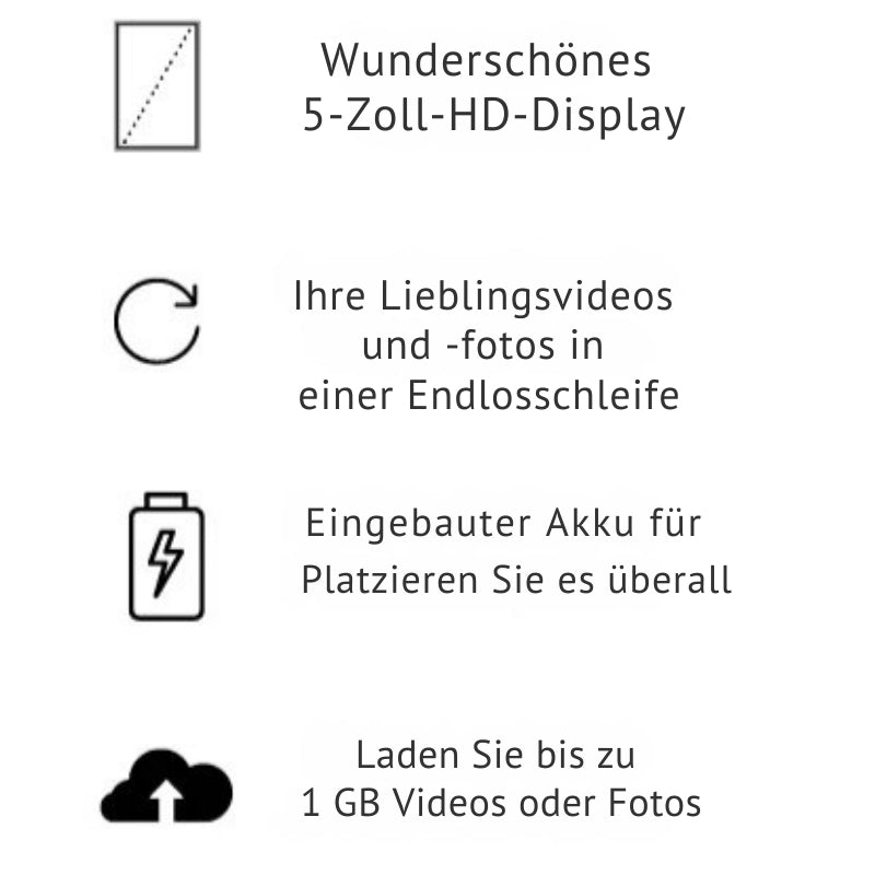 MemoryEase - Digitaler Fotorahmen mit Videoanzeige für unvergessliche Momente im Leben