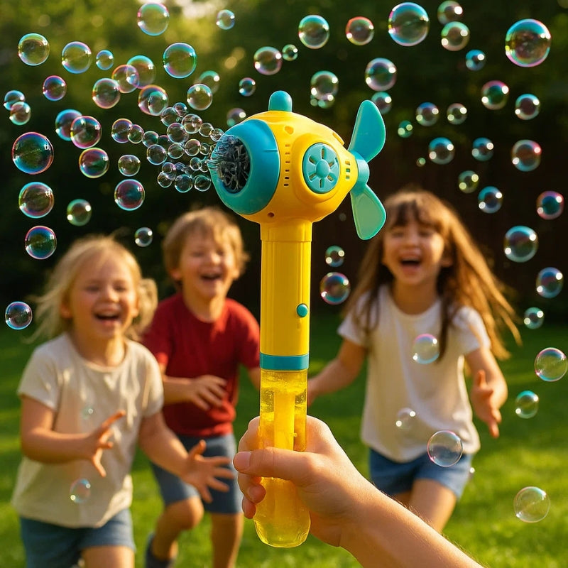 BubblesPopaL – Automatische Seifenblasenmaschine für Kinder mit kontinuierlichem Seifenblasenspiel