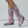 Laura - Gesticktes Gestaltung Mittlere Wade Stiefel mit rutschfester Sohle