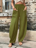 Hannah – Locker geschnittene lange Hose mit elastischem Bund und Taschen