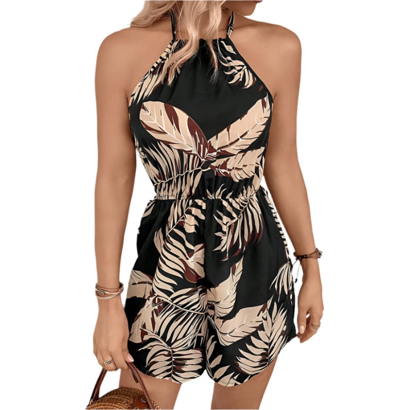 Norah – Stylischer Off Schulter Neckholder Jumpsuit mit Blumenmuster