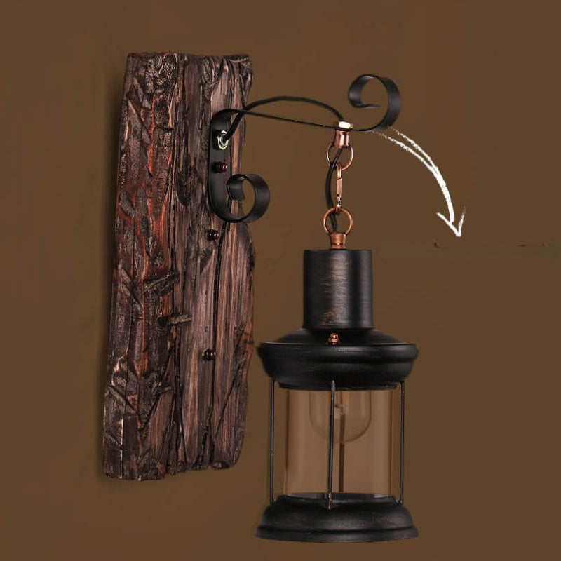 GlassGlow - Dekorative Wandleuchte mit Glaszylinder und Holzsockel für dauerhafte Beleuchtung